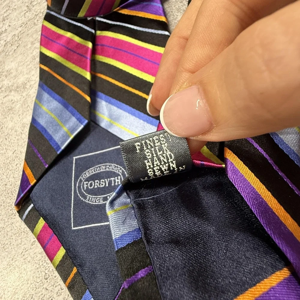 Forsyth Silk Tie Mens One Size‎ Multicolor Striped Pointed Made In China Necktie